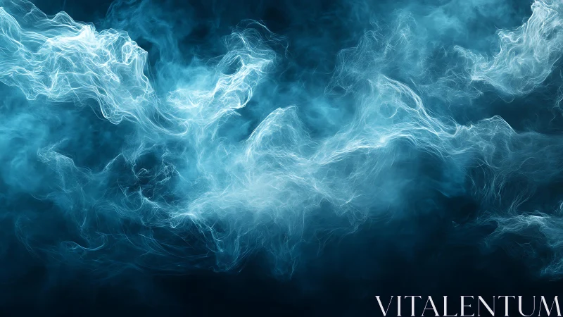 Ethereal Blue Smoke Swirls in Abstract Digital Art Style.