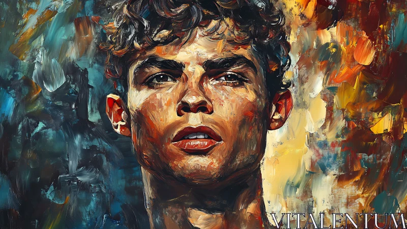 Expressive male portrait bathed in bold, textured brushwork.