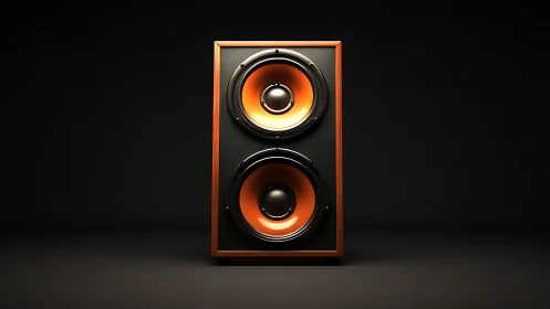 Warm vintage speaker glowing softly in a cozy dark room.