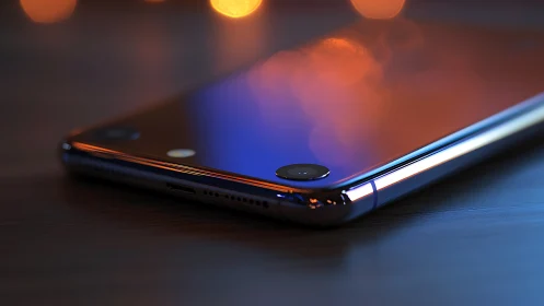 Neon dusk glows across a mirror-slick smartphone shell.