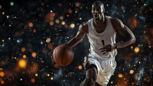 Electric night drive of a determined basketball star.