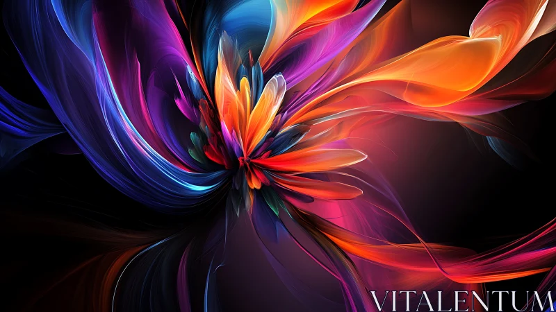 Vivid abstract flower swirl with dynamic light trails.