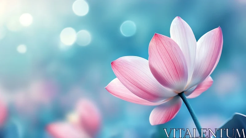 Pink lotus bloom with chromatic gradient bokeh composition.