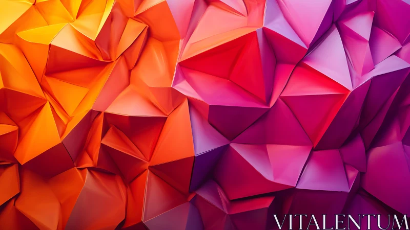 Folded polygonal surfaces display warm gradient geometry