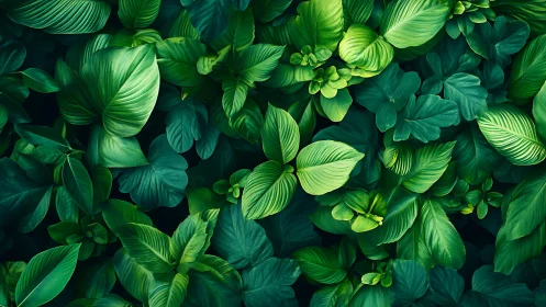 Lush tropical foliage creates a vibrant green canopy