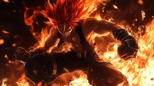 Blazing warrior unleashes fiery power in a molten battlefield