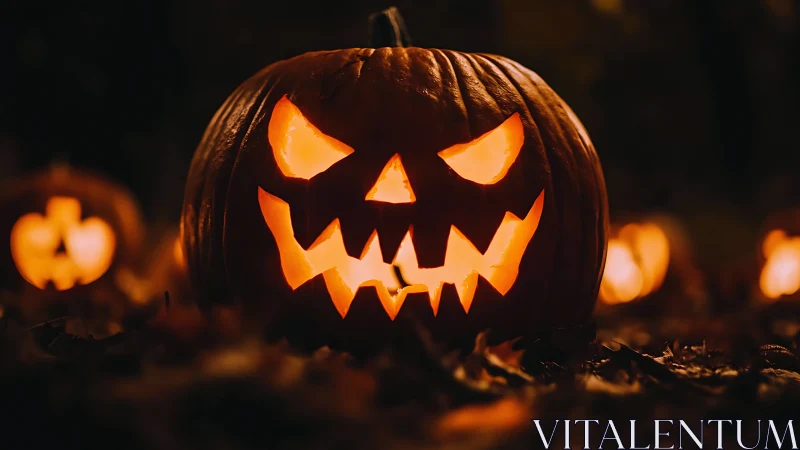 Glowing jack o’lantern with a playful spooky Halloween grin.