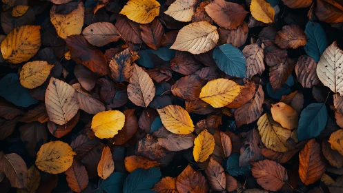 Fallen autumn leaves cover ground in dense overlapping layer