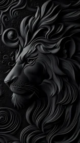 Midnight lion carves silent thunder in sculpted shadow curls