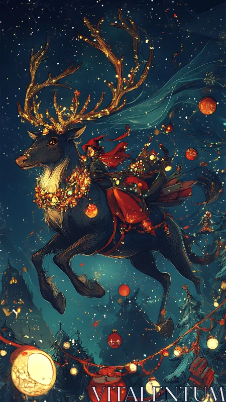 Midwinter sky ride with a lantern-lit legendary reindeer.