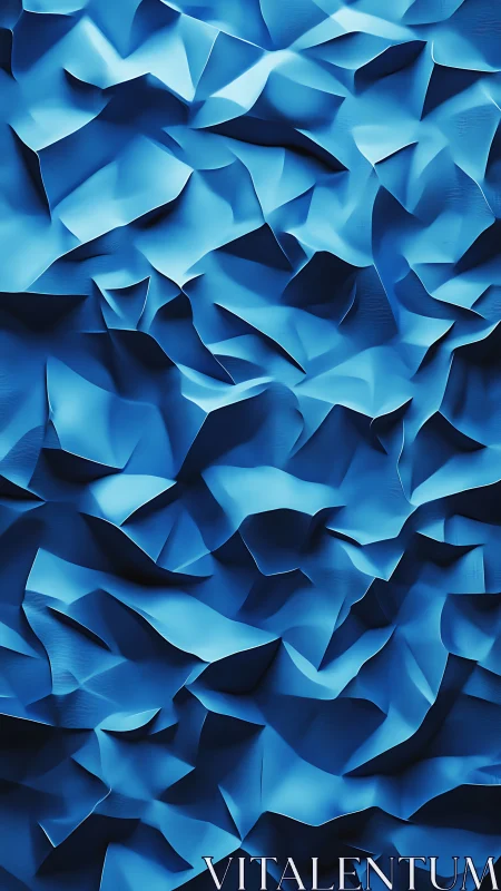 Folded blue surface forms continuous faceted pattern