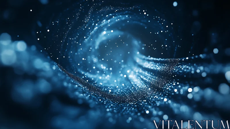 Starlit blue vortex swirling into a dreamy cosmic tunnel.