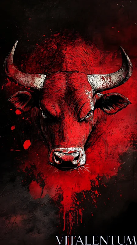 Fierce crimson bull emerges with bold, unstoppable energy