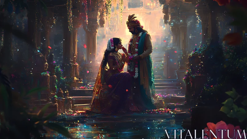 Royal couple shares quiet moment in luminous ancient garden