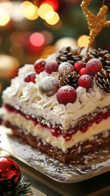 Velvet Confection Dreams: Chocolate Cake Crowned with Festive Glory