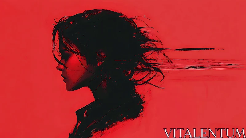 Vectorial side-profile portrait with motion smear dynamics.