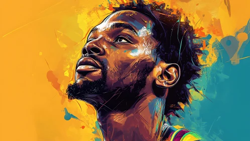 Dynamic vector portrait of athlete in saturated complementary color field