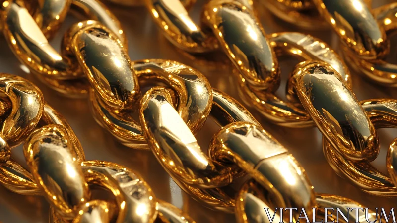 Close-up of Shiny Gold Chain Links in Luxurious Macro Style.