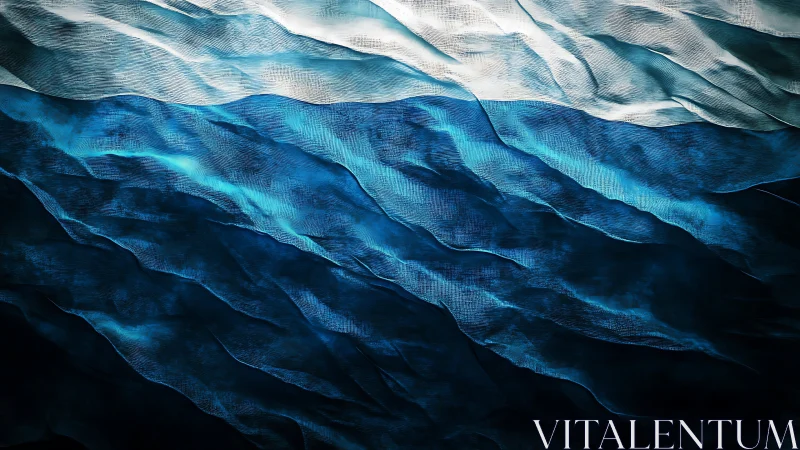 Layered abstract seascape with sculpted textile wave planes.