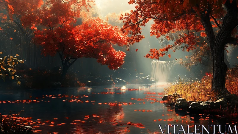 Radiant autumn watershed with volumetric light diffusion.