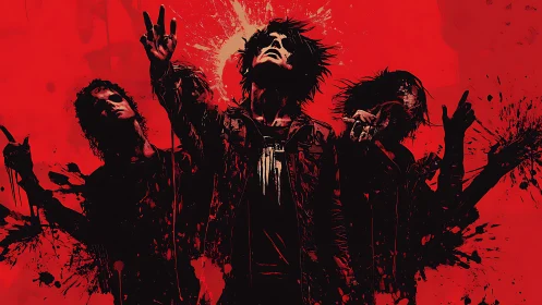 Rock vocalist explodes in red splatter of rebellion and sound