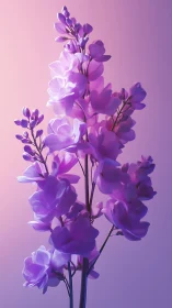 Purple Lupine Blooms: Translucent Botanical Study in Gradient Light.