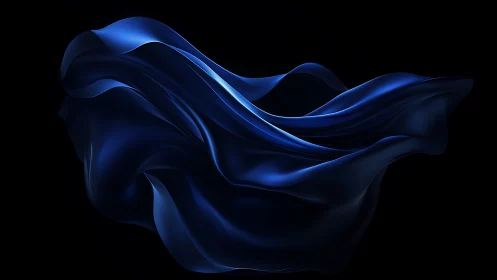 Sinuous blue fabric-like surface rendered with high specular lighting
