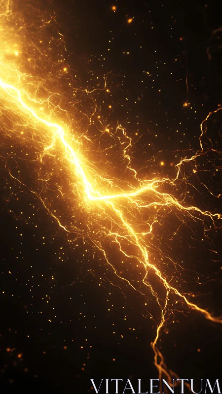 Golden electrical discharge across dark background.