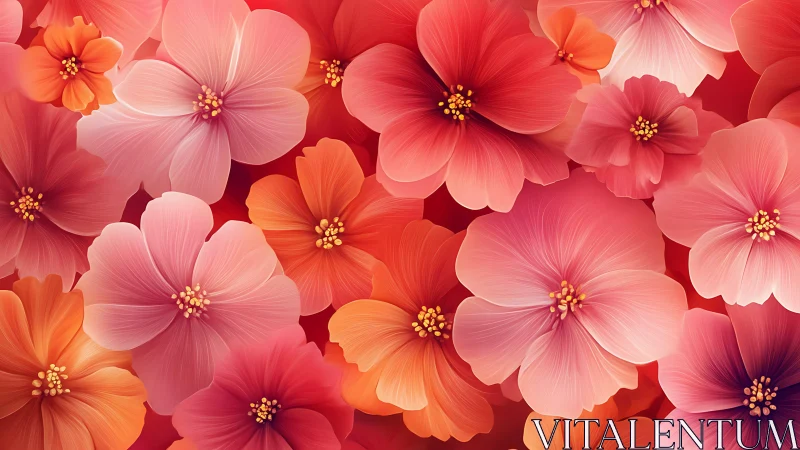 Radiant Petal Cascade: A Symphony of Coral Blooms.