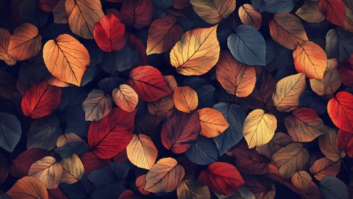 Whispering Autumn Leaf Mosaic Over Midnight Forest Floor.