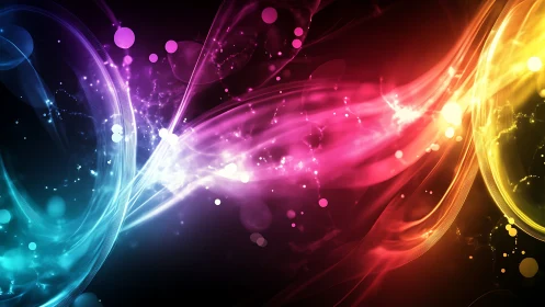 Swirling neon waves crossing in a playful cosmic dance.