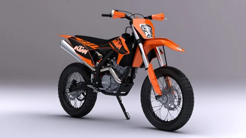 High-detail KTM-style supermoto motorcycle CAD visualization.