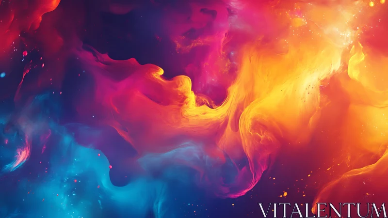 Nebula color clouds swirl through deep cosmic gradient.