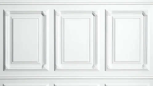 Classic white wall panels show elegant raised molding details.