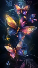 Luminous dream butterflies drifting through starlit color.