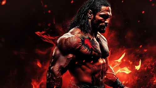 Flameforged warrior strides through a furnace of embers.