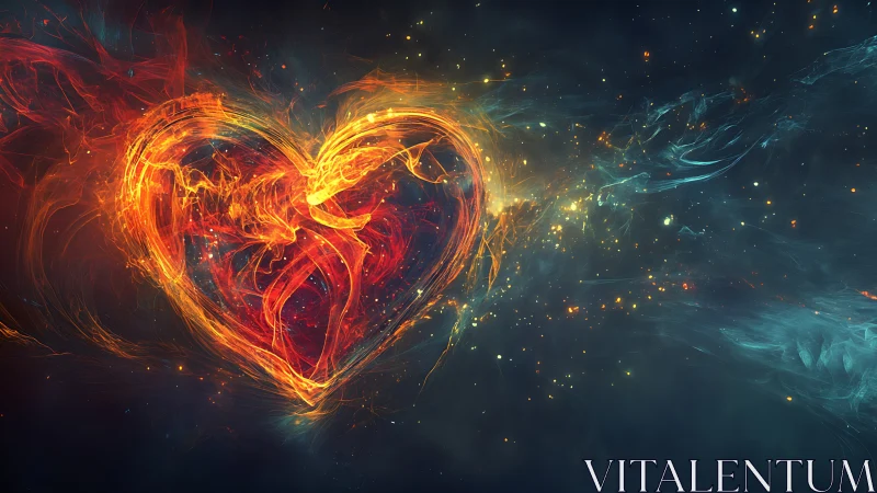 Luminous Heart Energy Burst Against Cosmic Void