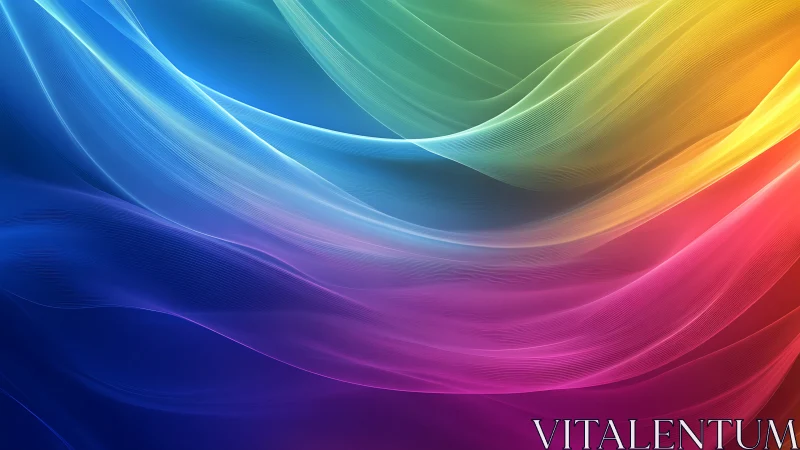 Layered multicolor gradient waves form translucent ribbons