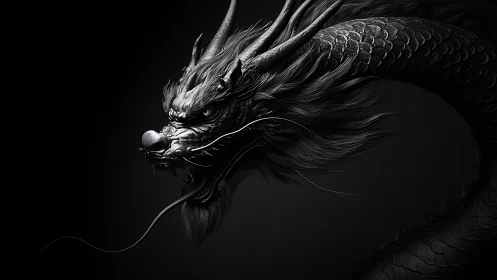 Midnight dragon exhales silence across a stormless void