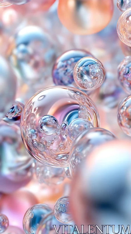 Shimmering pastel bubbles drifting in a soft dreamscape.