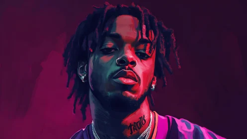 Bold neon portrait captures confident streetwear style.