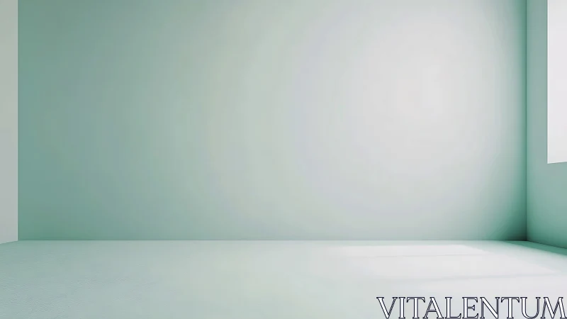 Minimalist mint interior with soft window daylight gradients.