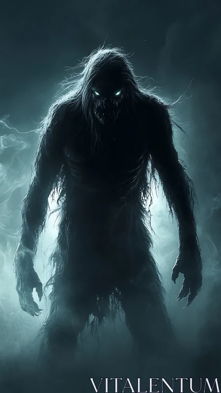 Nocturnal wraith creature in backlit misty silhouette.