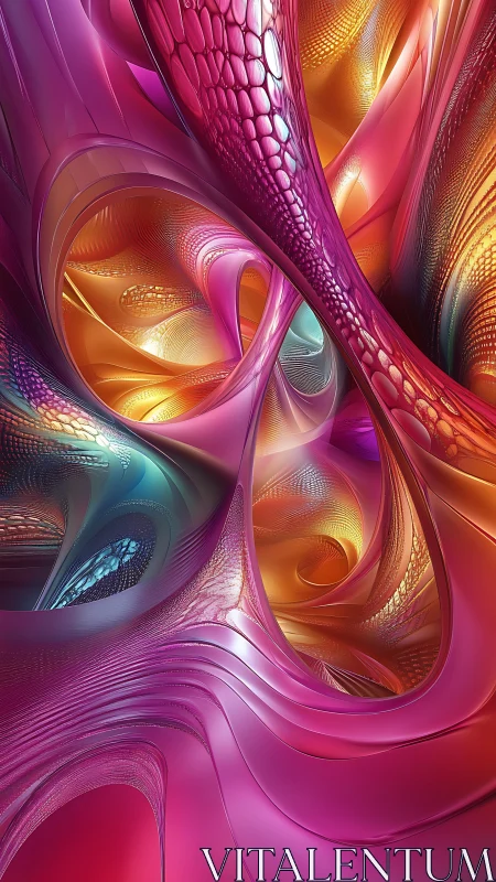 Fractal chromatic vortex with iridescent flowing surfaces.