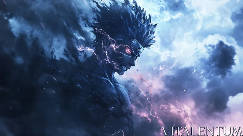 Stormforged shinobi emerges from rift of crackling thunder.