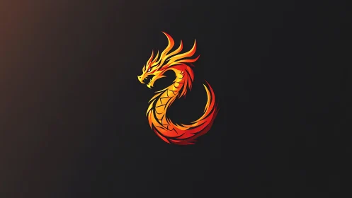 Coiled ember dragon emblem blazing against midnight hush.