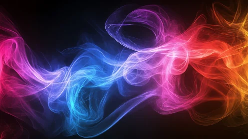 Neon wisps in cosmic tango of pink, blue, and ember light.
