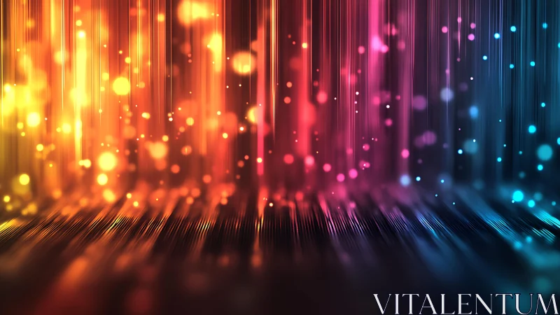 Vibrant abstract light streaks and bokeh in digital art style.