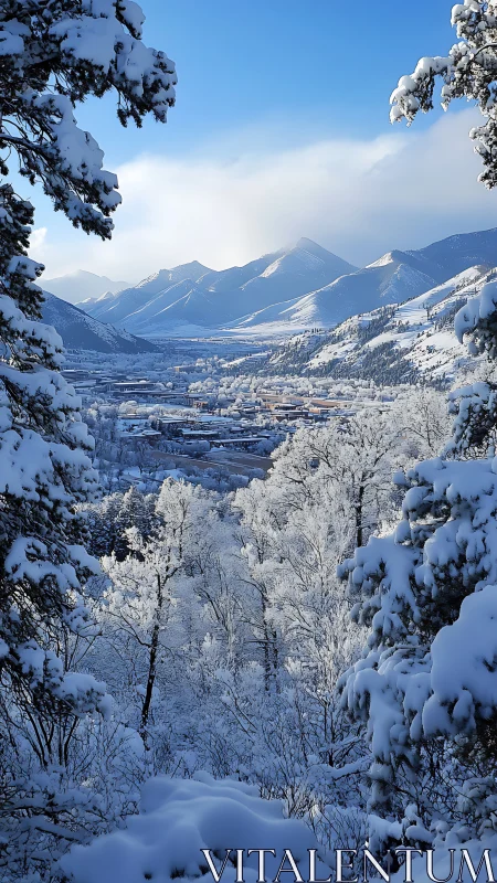 Soft winter sunlight gently embraces a peaceful valley town