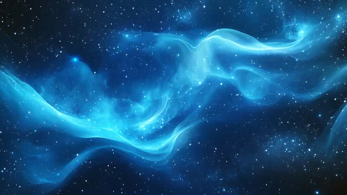 Gentle blue nebula river drifting through quiet starlight.